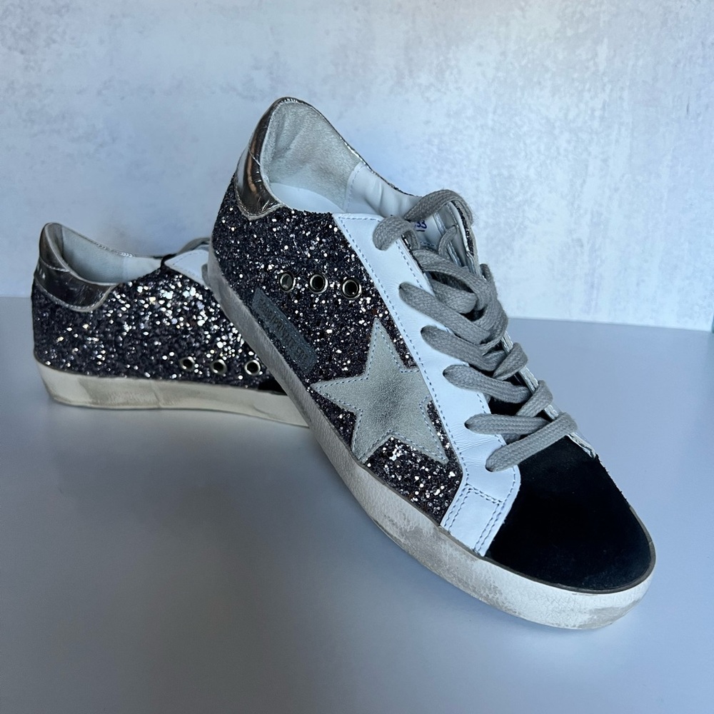 Golden Goose Superstar Glitter Low-Top Sneakers - Sz 7